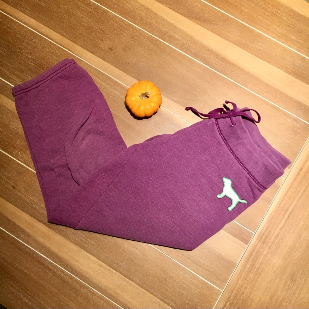 Pink Victoria Secret Cropped Joggers in Purple XS
